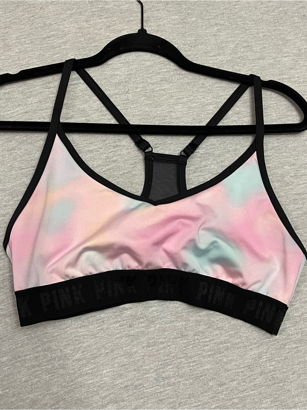 Victoria's Secret PINK Pastel Tie-Dye Sports Bralette with Black Trim